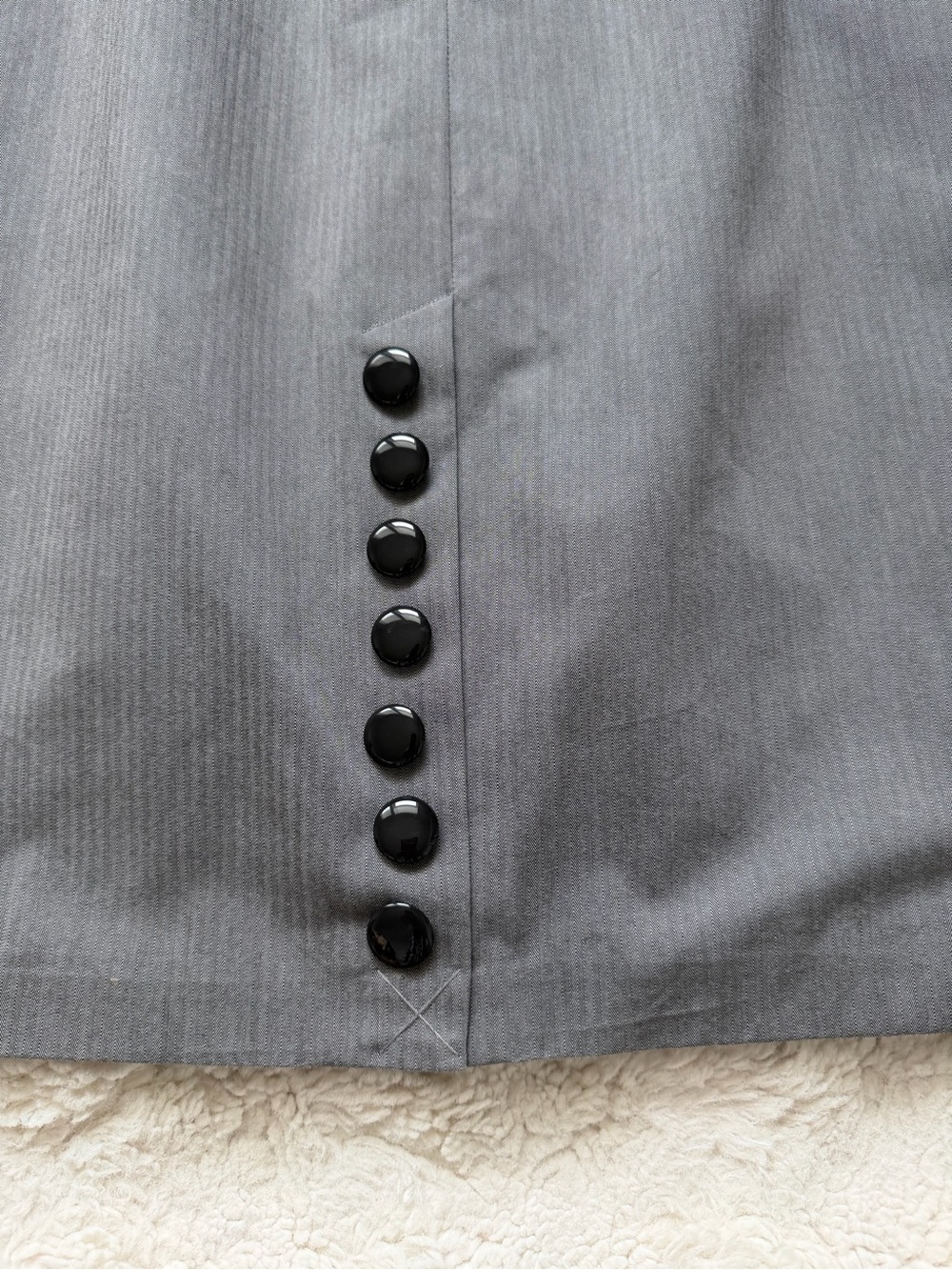 Victorian Style Worthington High Waist Midi Gray Pencil Skirt with Black Trim-8 - Picture 8 of 15